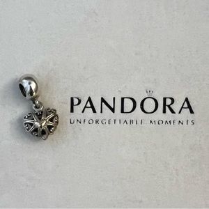 Pandora 14kt gold & silver two toned old vintage dangly heart bracelet charm